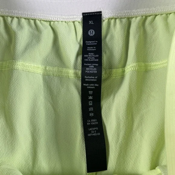 Lululemon Men Shorts XL License To Train Neon Yellow Mid Rise Athleisure Running - Picture 9 of 14